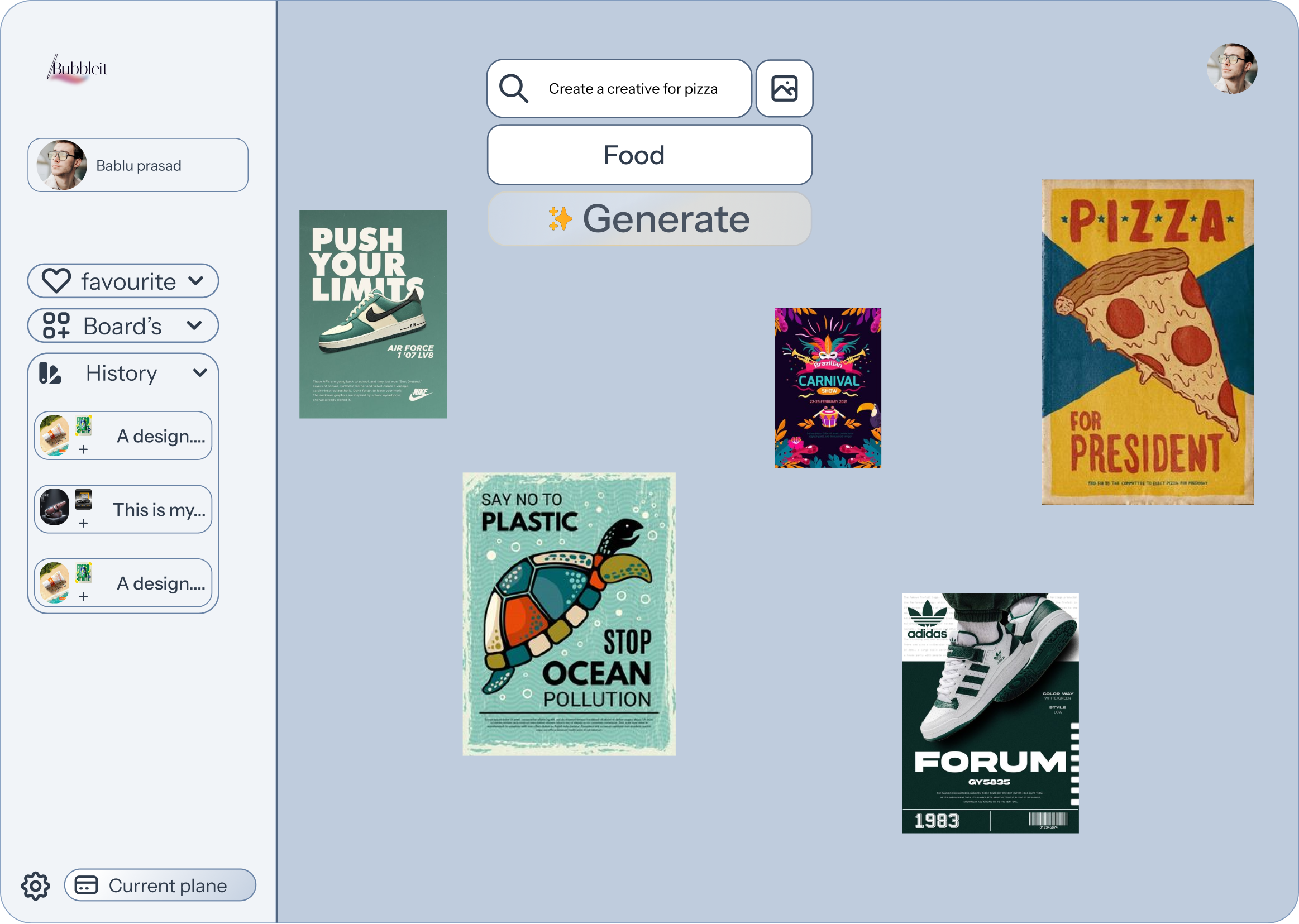 Bubbleit Design Dashboard Interface